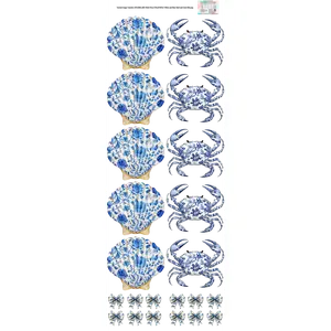 White and Blue Shell and Crab 60x22" DTF Ready to Ship Gang Sheet