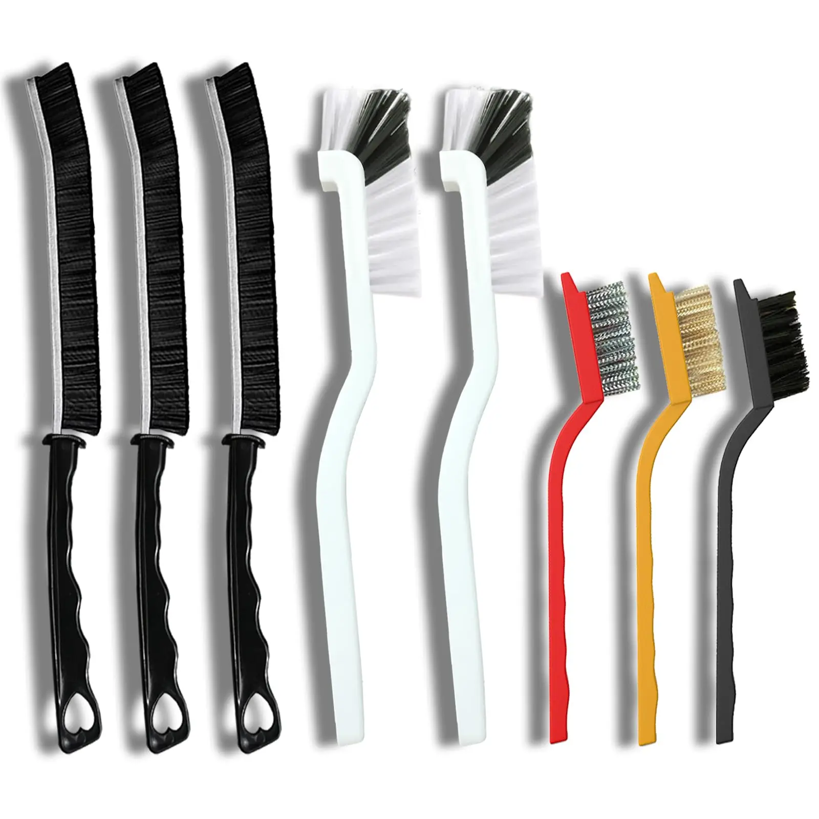 8-Piece Multipurpose Cleaning Tool Set - Household Hard Bristle Stainless Steel Wire Brushes, 2 Right-Angle Scrubs, 3 Crevice Brushes, Sturdy Hanging Kitchen Utensil, TikTok Viral ASMR Gift