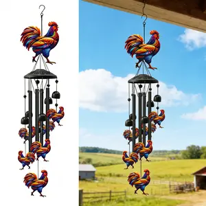 Vintage Chicken Wind Chime, Hanging Rooster Wind Bells, Colorful Chicken Decor for Gardens and Patios, Ideal Gift for Memorial, Birthday