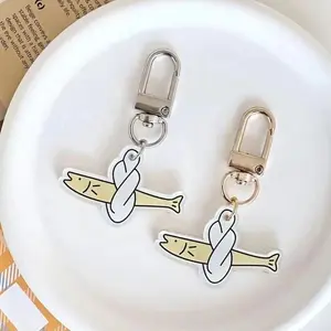 Portable Acrylic Bag Keychain Pendant Cartoon Hanging Purse Pendant Fish Keyring Girls