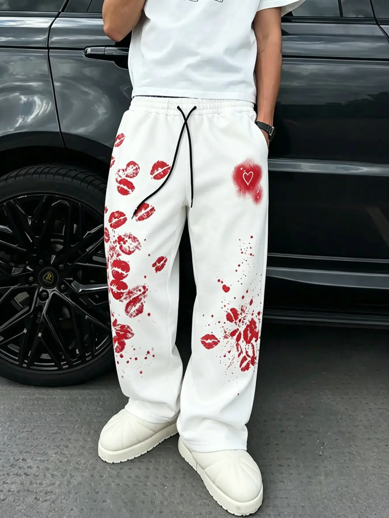 Men's Gothic Angel Dark Style Casual Loose-Fitting Long Pants, Spring New Arrivals, Essential for Campus Trend