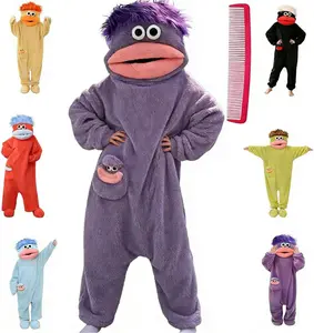 Hooded Plush Funny Monster Onesie, One-Piece Loungewear Pajamas, Unique Big Mouth Design, Warm Oversized Casual Home Lounge Sleepwear