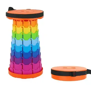 Telescopic Folding Stool, Adjustable Height Foldable Camping Chair, Portable Stool for Outdoor Camping, Fishing, Hiking, Queuing