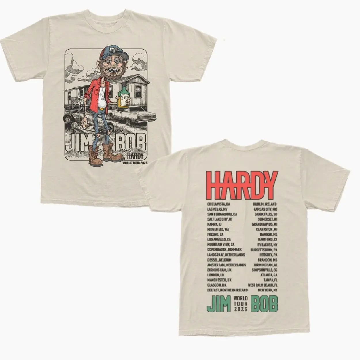 Hardy Jim Bob World Tour T-Shirt, Country Music Graphic Tee, Vintage Cotton Unisex Shirt, Casual Streetwear for Fans, Collectors, and Music Lovers