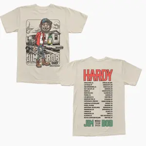 Hardy Jim Bob World Tour T-Shirt, Country Music Graphic Tee, Vintage Cotton Unisex Shirt, Casual Streetwear for Fans, Collectors, and Music Lovers