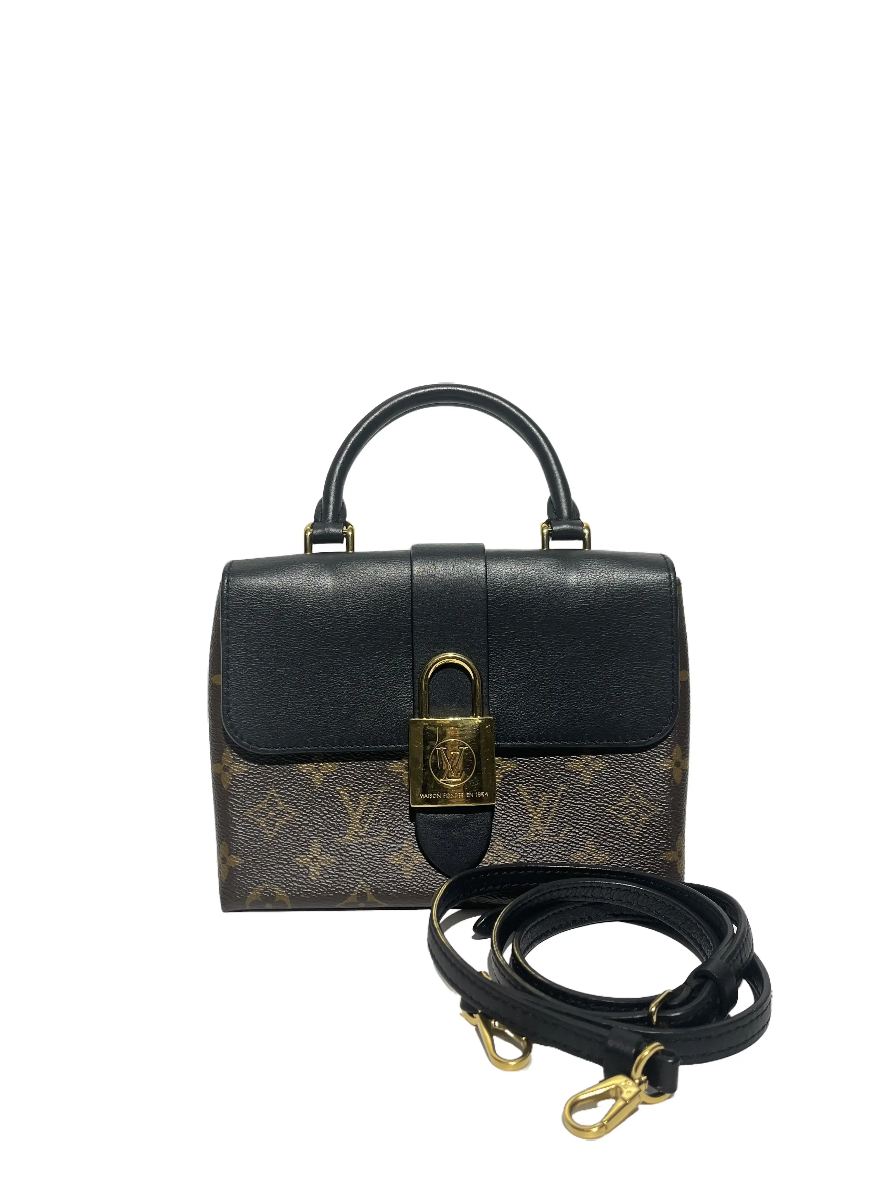 Pre-owned Louis Vuitton Monogram Marignan Authentic Top Handle Bag Executive Messenger Bag with Black Grained Leather Flap, Handle Strap, Structural Masterpiece of Heritage Craftsmanship for Modern Executive Authority, Authentic Bag, Messenger Bags
