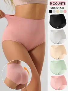 Lucky Women's High-Waist Shaping Panties Seamless Control Briefs, Seamless Undergarment, Tummy Slight Shaping Slimming & ButtLifting Underwear Breathable Everyday ComfortFit Smooth MatchingBasic Minimalist,All Seaons Seamless Panties Set Plain Panty