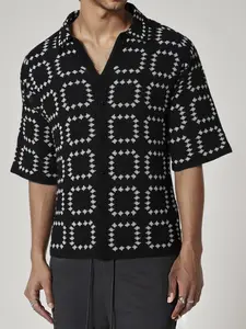 Men's Cardigan, Regular Fit Casual Comfy Geometric Knitwear for Daily Wear, Men's Knit Clothing for Summer