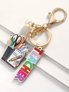 Wind Colorful Letter Teacher Acrylic Keychain, Teacher Festival Gift, Student Graduation Present, Backpack Charm, Small Pendant