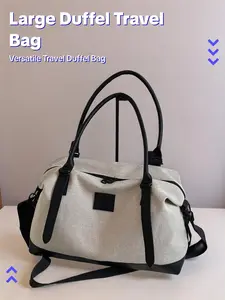 Patched Decor Colorblock Travel Bag, Large Capacity Zipper Travel Bag, Fashionable Sports Bag for Women & Men