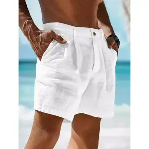 athleisure fit Men's Linen Shorts Summer Shorts Beach Shorts Button Pocket Comfortable Holiday Linen Cotton Blend Stylish