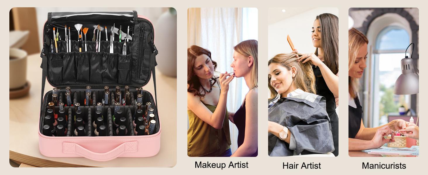 Travel Makeup Bag Cosmetic Bag Adjustable Dividers, Professional Cosmetic Artist Organizer,Makeup Organizer Bag Waterproof,Perfect Mother Gift For Friend& Family.