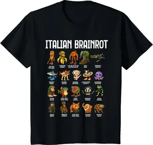 Italian Brainrot Italian Brainrot Funny Memes Boys T-Shirt, T-Shirts for Boys & Girls – Short Sleeve Crewneck Solid Basic Tees Casual Tops 5-14 Years