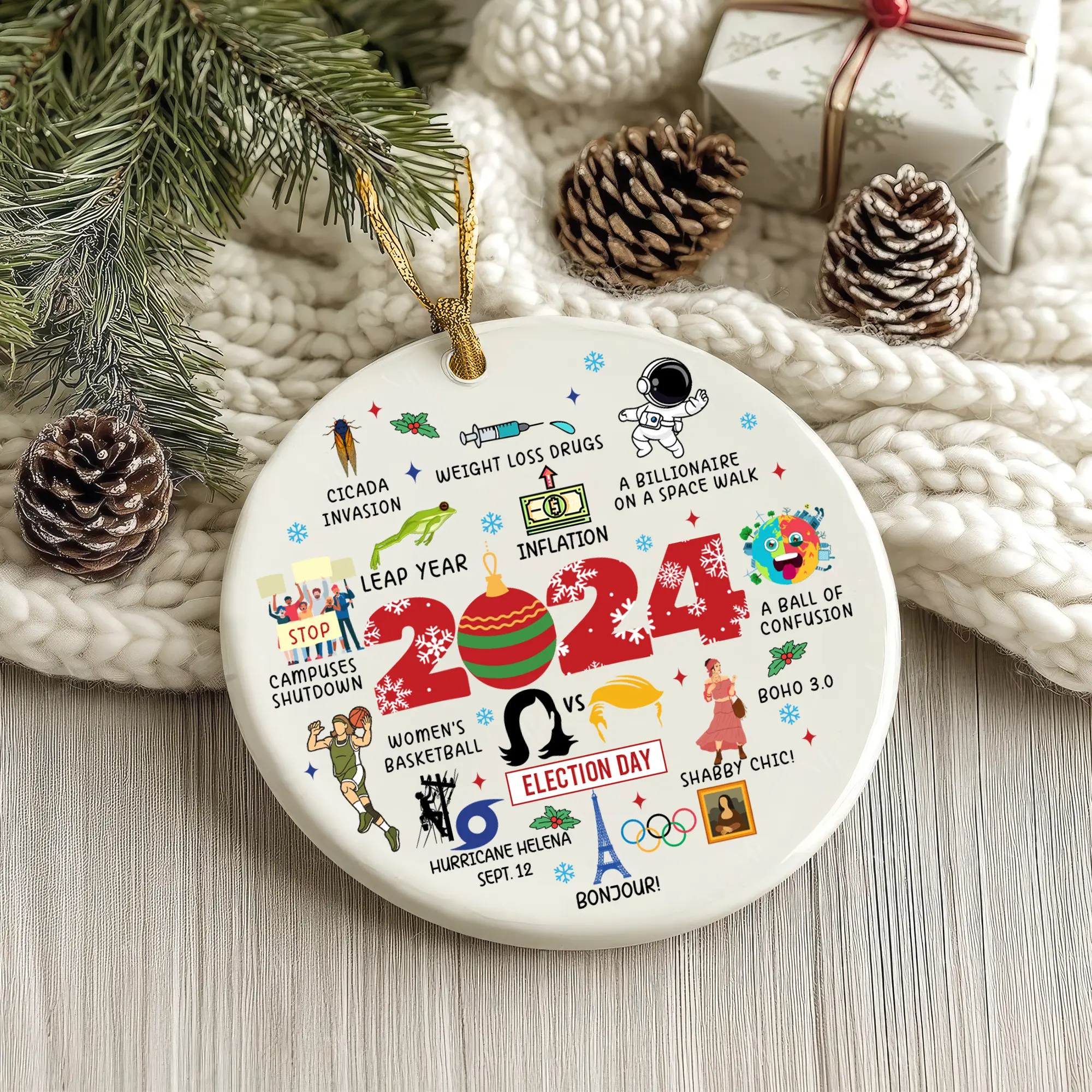 Notable Events 2024 Christmas Ornament Newsmaker Cute 2024 Ornament Funny Year in Review Year to Remember Ornament Commemorative 2024