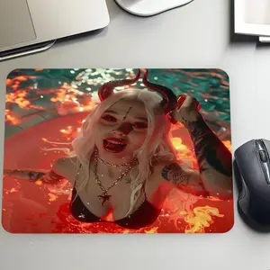 Fiery Demon Girl Pattern Mouse Pad, Cool Fantasy-Style Mouse Mat, Aesthetic Waterproof Washable Smooth Hard Desk Mat, Ideal Gift for Family