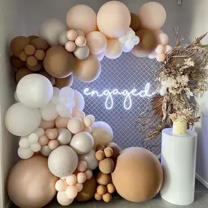 122pcs Coffee Cream Beige Balloon Garland Arch Kit, Rustic Wedding Engagement Decorations Balloons, Baby Shower Kids Boy Birthday Party Decoration Backdrop, Baptism