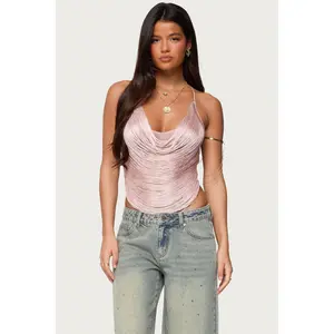 Elenie Fringed Cowl Neck Top Elenie Fringed Cowl Neck Top