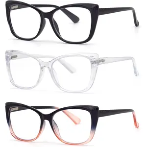3-Pack Reading Glasses for Women，Oprah Style Frame Spring Hinge Clear Lens Readers Glasses