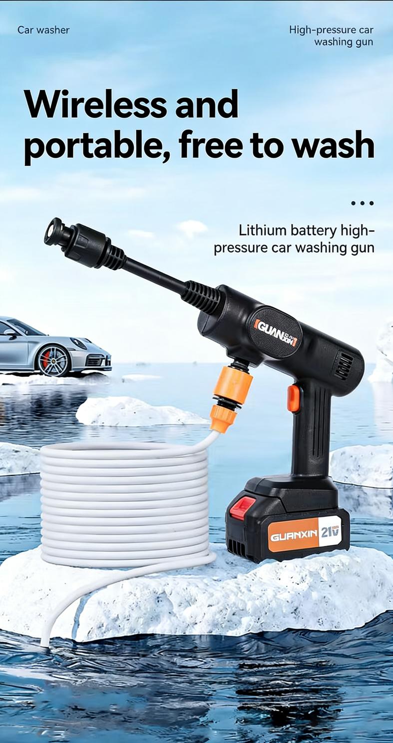 Wireless High-Pressure Car Wash Water Gun Portable Lithium Battery Home Use US Standard High-Pressure Car Wash Water Gun Car Washing Machine