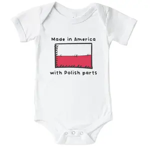 Made In America With Polish Parts Poland Flag One Piece Baby Bodysuit