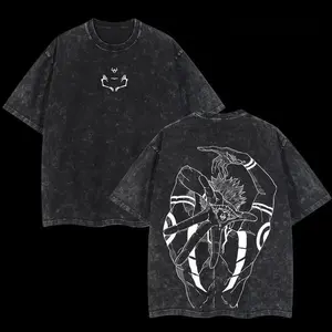 [FS] Retro Limited Vintage Ryomen Sukuna Signature - Jujutsu Kaisen Anime Double Printed  Washed Tee Unisex Oversize Anime Manga Lightweight Cotton T-Shirt Anime Fan Lover Menswear Top Streetwear Oversized Crewneck Tropical