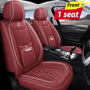 Luxury PU Leather Car Seat Cover with Waist Support, All-Season Comfortable Front Seat Protector, Easy Care Durable Automotive Interior, Auto Seat Covers