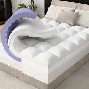 4 Inch Full Size Mattress Topper Pro Dual Layer 2 Inch Cooling Gel Egg Crate Plus 2 Inch Pillow Top Medium Firm with Deep