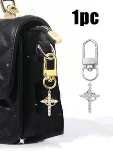 Crown, cross, and diamond handbag charm, Sparkly bag charm, a symbol of faith, Christian cross pendant bag accessory, luggage decoration, shoulder bag accessory, multifunctional bag charm