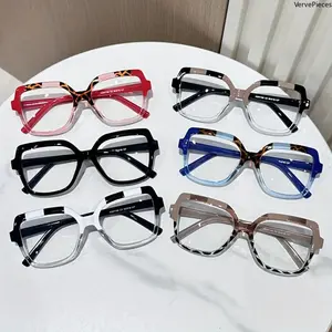 Elegant Square Frame Glasses for Women, Tortoiseshell Pattern Contrast Design, Lightweight Plastic Frame, Clear Lenses for Daily Wear summervibes
