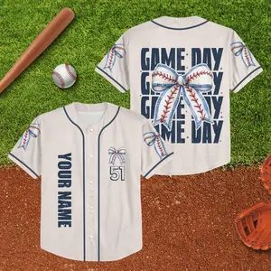 Custom Name Coquette Baseball Jersey, Baseball Mom Jersey, Game Day Baseball Season Jersey, Baseball Bow Shirt, Game Day Baseball Jersey #Baseballjersey