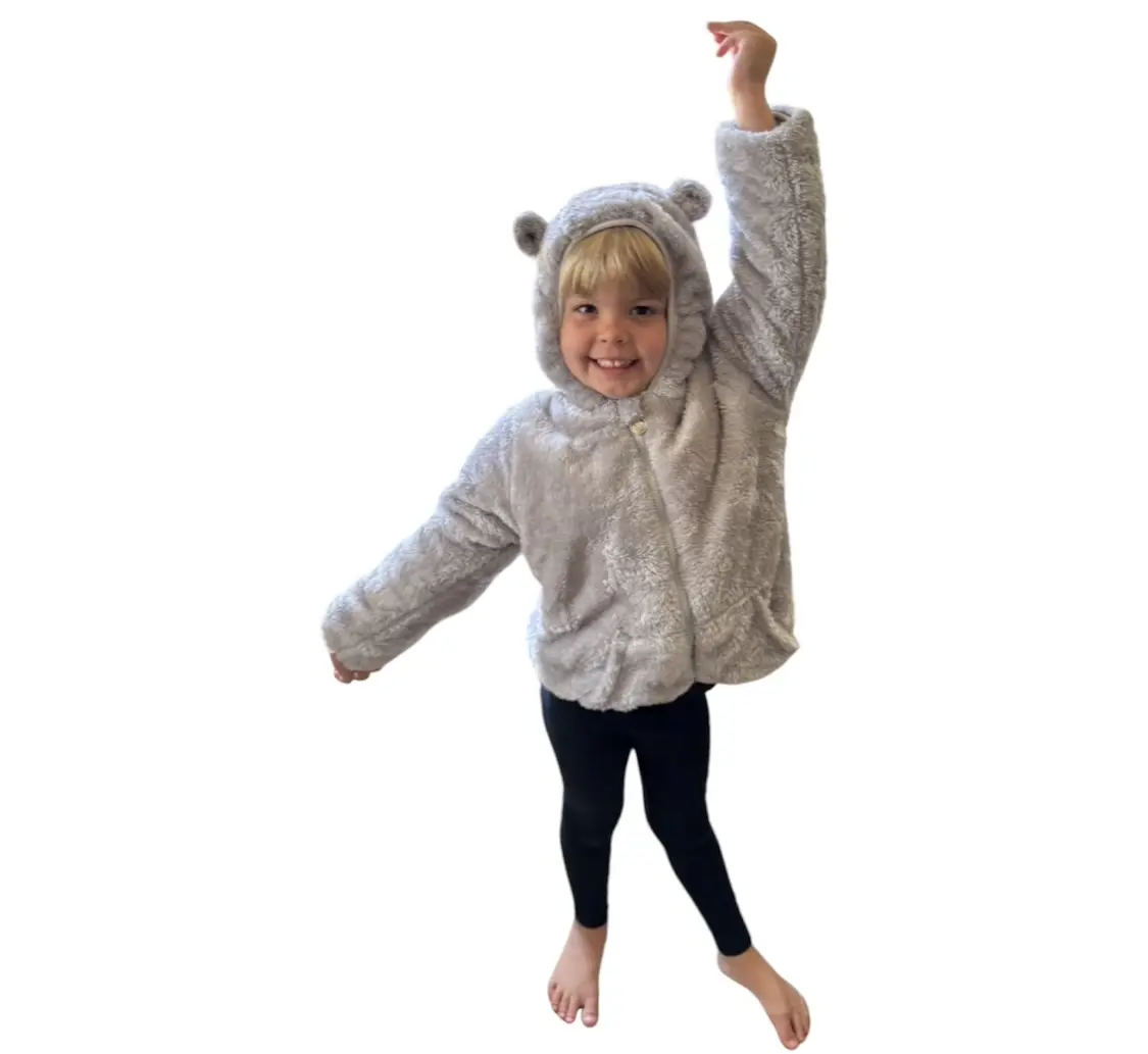 L.W. Clothing Company Kids Fleece Jacket with Hood, Ears, Pockets, and Zipper - Grey, Suitable for 18 Months-6 Years, All Seasons Warm Jacket Toddler Jacket