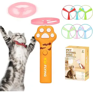 Flying Disc Launcher ,Disc Launcher Rechargeable with 6 Flying Discs (3 Glow),Outdoor Toys to Help Pets Lose Weight and Exercise