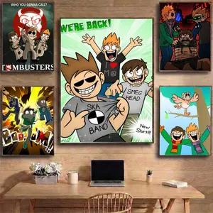 Animated Eddsworld Poster HD Heavy-Duty Self-Stick Waterproof Wall Decor Tool-free durable Conceals wall flaws elevates style for living rooms bathrooms & kitchens