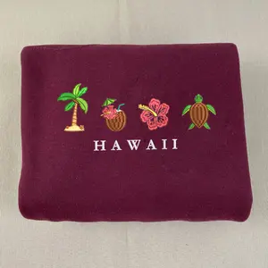 Hawaii Embroidered Sweatshirt, Ocean, Cozy, Hibiscus Flower, Sea Turtle, Coconut Crewneck, Beachy Crewneck, Summer Vacation Sweatshirt