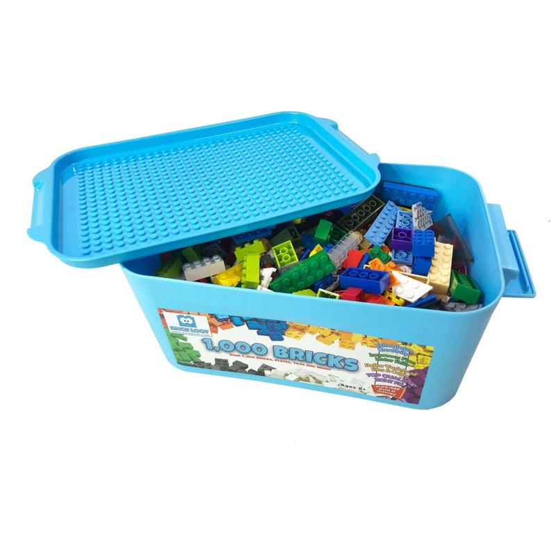 BRICK LOOT 1000 Bricks with Storage Bin - 100% Compatible with LEGO - 70 Bonus Bricks - Quality ABS Plastic - Great Variety of Colors & Sizes - Ideal for Building & Collection