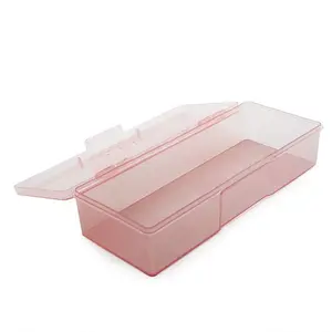 Transparent Box Storage Case for Nail Art Equipment Manicure Tool Organzing Pedicure Tool Empty Plastic Box (Pink)