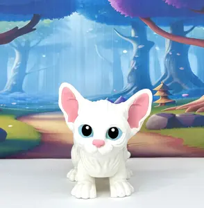 Articulating 3D Printed Flexi Sphynx Cat, White Posable Sphynx Cat, Gift for Cat Lovers