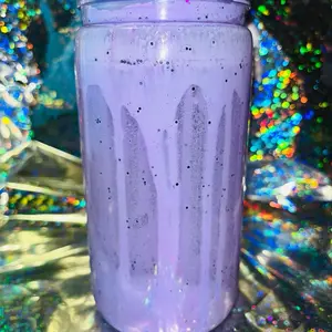16oz Premade Purple Lava Cup with Sparkling Accents and Unique Drip Design for Stylish Beverages