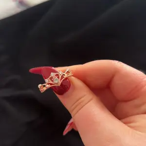 Women's Elegant Artificial Zircon Decorated Crown Design Ring, Exquisite Trendy Hollow Out Design Ring, Fashionable Jewelry for Women As Gift, Artificial Zircon Rings