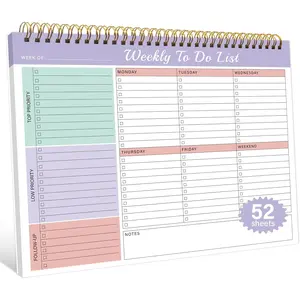 Weekly  Notepad with 52 Undated Sheets(8.5"x11")- Undated Weekly Desk Planner Organizer for School Supplies, Office, Family