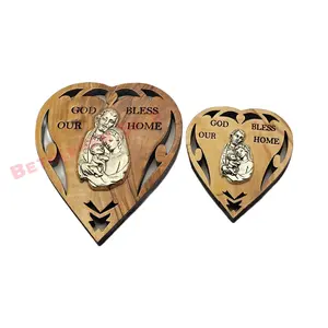 Olive wood Fridge magnet Holy family heart design from the holy lands
