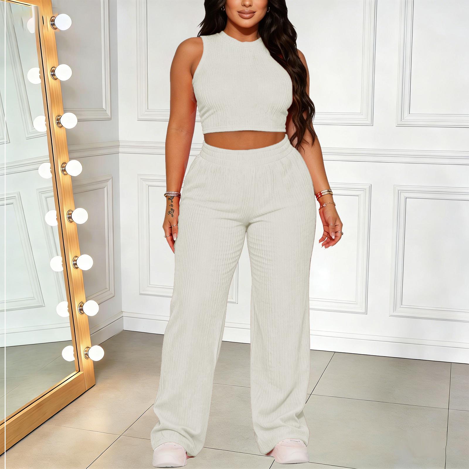 Women's Plain Pants Two-piece Set, Casual Short Sleeve Round Neck Tee & Leggings Set, Back To School Outfits, Workout Set, Gym Clothes, Lady Basic Fitness Fall Clothes for Daily Wear, Birthday Gifts, Outfit Sets for Women, 2 Piece Sets Women, Womenswear