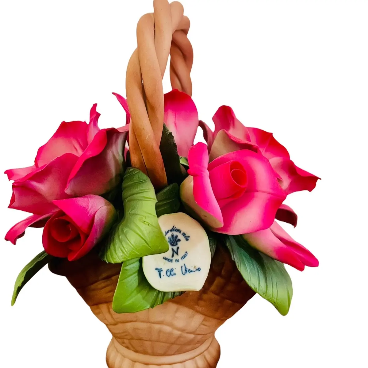 Rose Basket Capodimonte Porcelain Handmade Housewarming