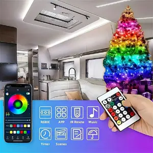 Smart Fairy Lights 65FT/20M [APP & Remote Control], 200 LEDs RGB-IC Multicolor String Lights, Music/Voice Sync Color Changing, IP65 Waterproof String Lights for Bedroom, Party, Wedding, DIY