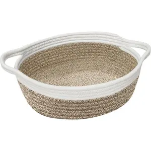 Woven Cotton Rope  Basket, Small Baskets for Gifts Empty, Cute   Basket, Pet  Storage Bin for  , Decorative Wicker  Organizer with Handles, 12"x 8"x 5", Brown