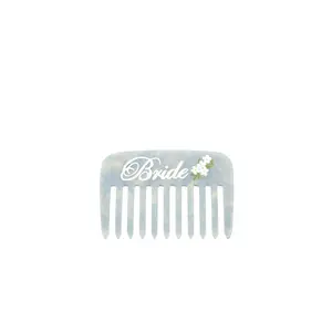 Solar Eclipse Hand-Painted Bride Pocket Comb in Blue