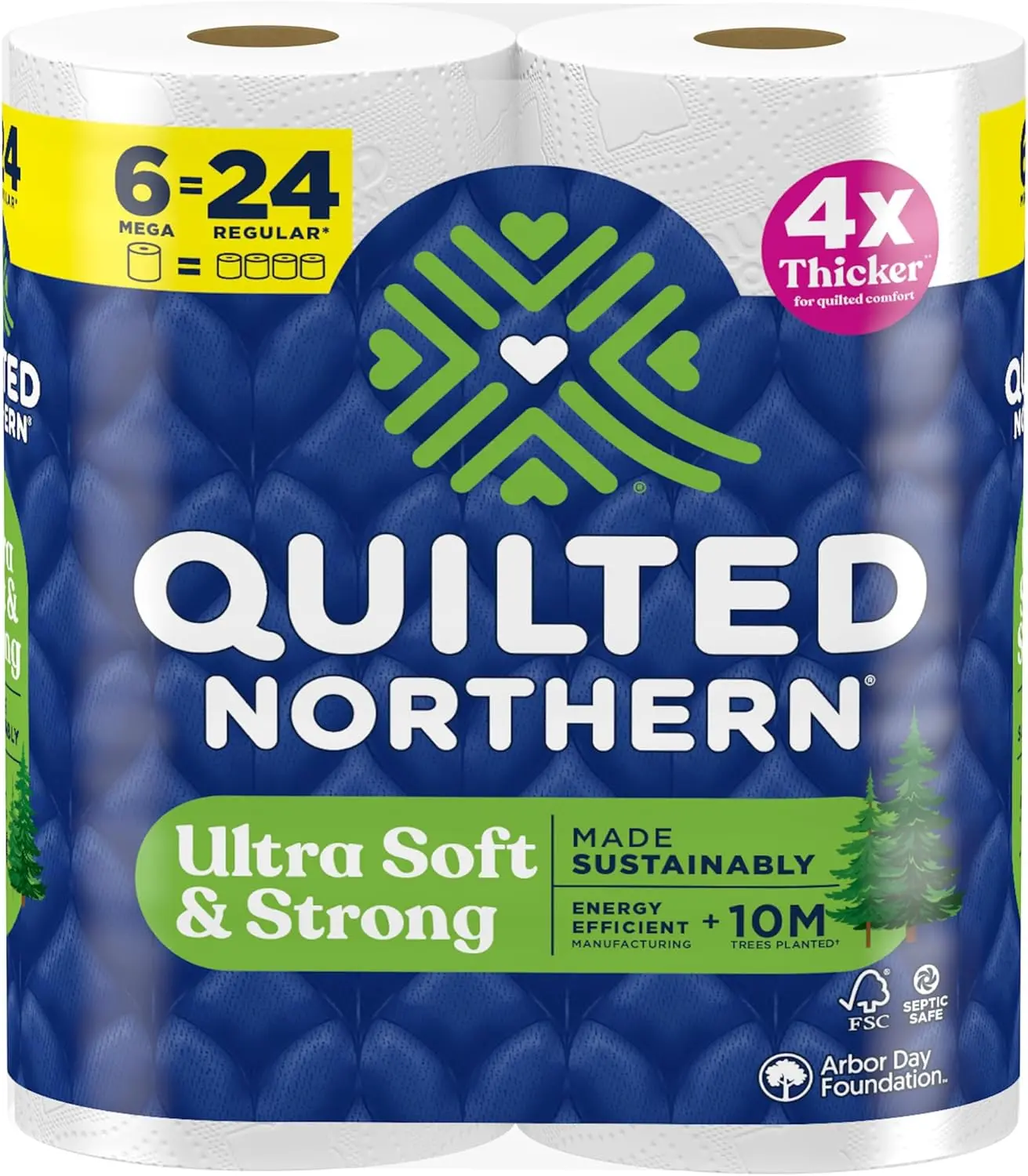 Ultra Soft & Strong 2-Ply Toilet Paper, Mega Bathroom Tissue Rolls, Septic Safe Bath Tissue, 6 Mega Rolls, 255 Sheets Per Roll