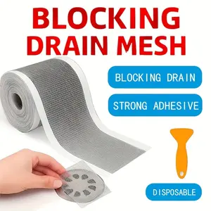 2-Pack Self-Adhesive Shower Drain Mesh, 4.72"x157.5", Reusable, Cuttable, Anti-Slip, Hair Filter, Water Management, Home Renovation