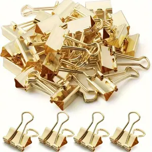 10pcs Golden Long Tail Small Clip, Paperclip, Office Ticket Book Clip, Office Supplies