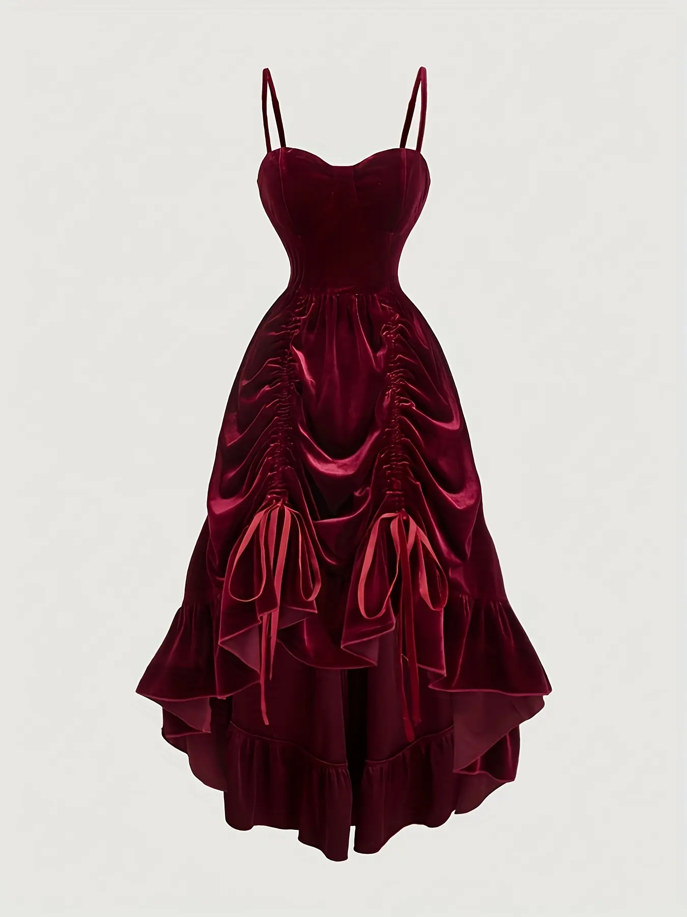 Women's Wine Soft Velvet Fabric Long Fitted Corset Dress, Lady Formal Autumn Wedding Guest Gown, Back-To-School, Bridgerton Elegant Chic Style, New Year, Valentine's Day, Birthday, Womenswear